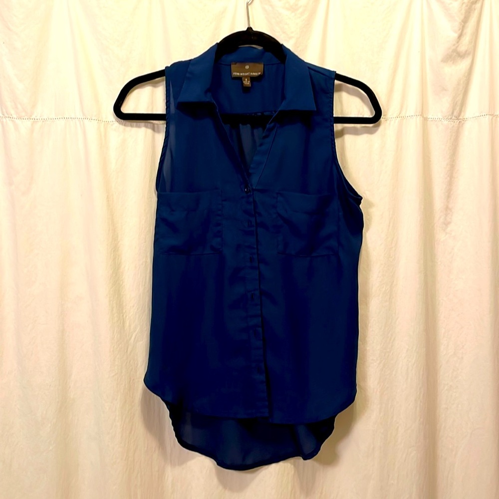 Business casual navy blouse/button down tank